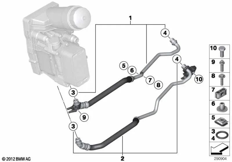 Tubo de retorno del enfriador de aceite de la transmisión para BMW F10, F11, F01N, F02N, E70N, F15, E71, F16 (OEM 17227823999). Original BMW