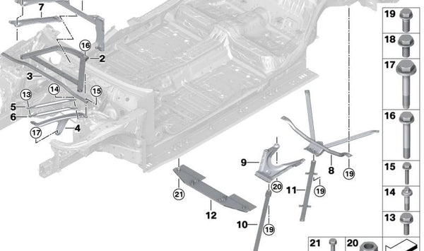 Barra de torsión para BMW Serie 5 G60, G61, Serie 7 G70 (OEM 51619447723). Original BMW