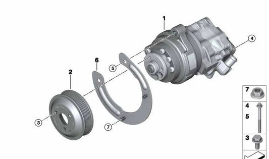 Bomba de dirección asistida OEM 32416796457 para BMW E70, F15, E71, F16. Original BMW