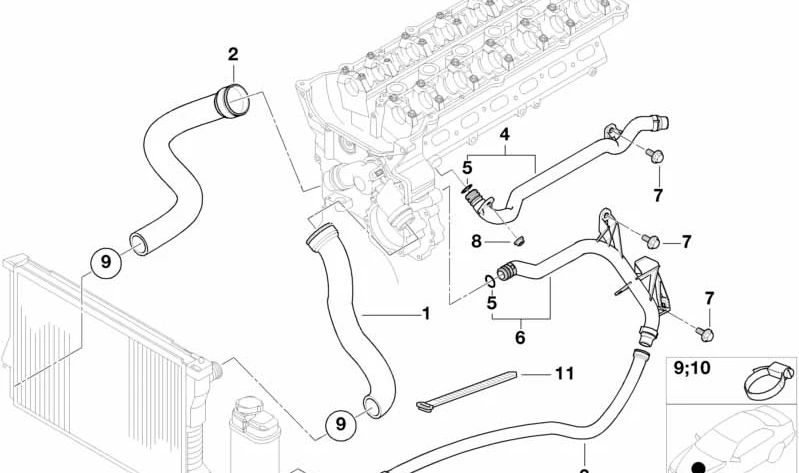 Manguera de agua para BMW (OEM 11531716642). Original BMW