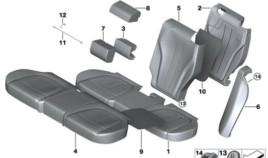 Espuma de respaldo izquierda OEM 52207319569 para BMW F15, F85. Original BMW.