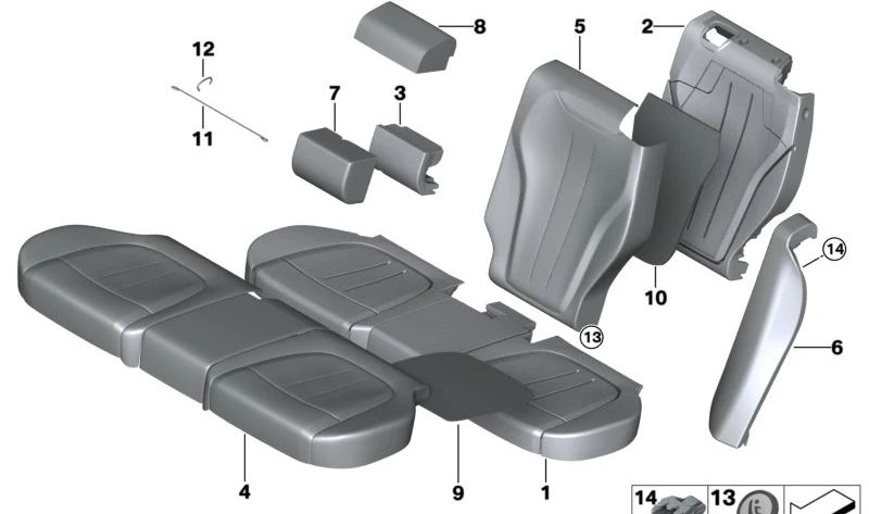 Heating element backrest base for BMW F15, F85 (OEM 52207364119). Original BMW.