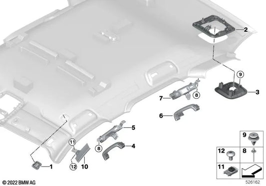 Front grab handle ivory white for BMW G20, G21, G28, G30, G31, G38, G32, G11, G12, G70, U06, U11, U12, G01, G08, G05, G18, G07 (OEM 51167475742). Original BMW.