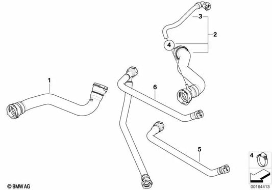 Manguera de refrigerante para BMW E83N (OEM 17123421987). Original BMW.