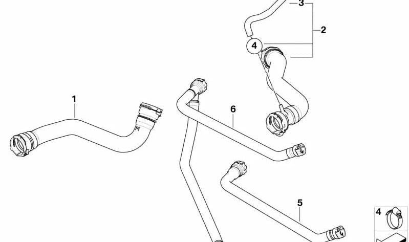 Coolant hose for BMW E83N (OEM 17123421988). Original BMW.