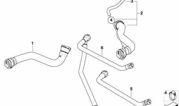 Manguera de refrigerante OEM 17123445893 para BMW E83 (X3). Original BMW.