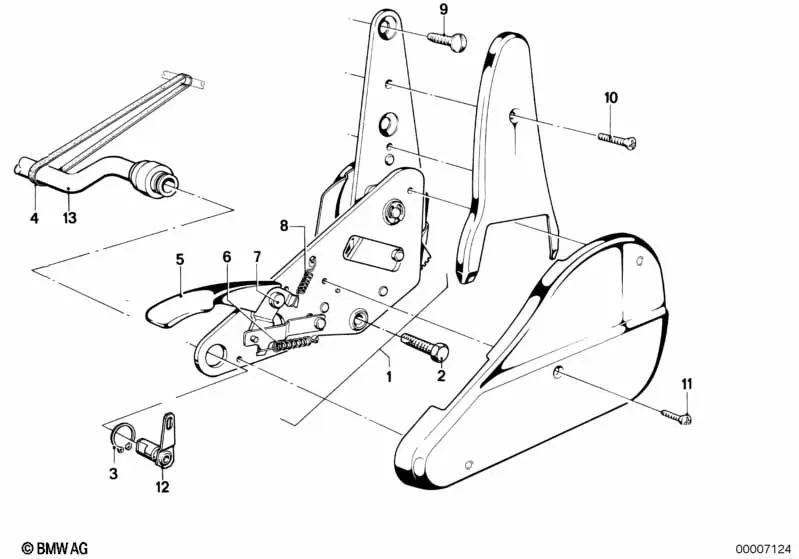 Compuesto del asiento reclinable interior derecho para BMW E12, E28, E23 (OEM 52101841426). Original BMW.