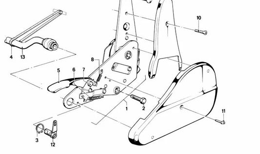 Accesorio de asiento reclinable interior izquierdo para BMW Serie 5 E12, E28, Serie 7 E23 (OEM 52101841425). Original BMW