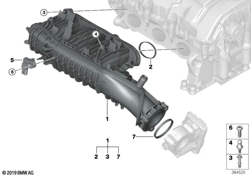 Sistema de aspiración para BMW F45, F46, F48, F39 (OEM 11617617499). Original BMW