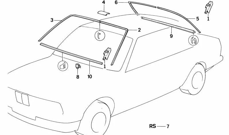 Rechte dekorative Rahmen OEM 51318114544 für BMW E32. Original BMW.