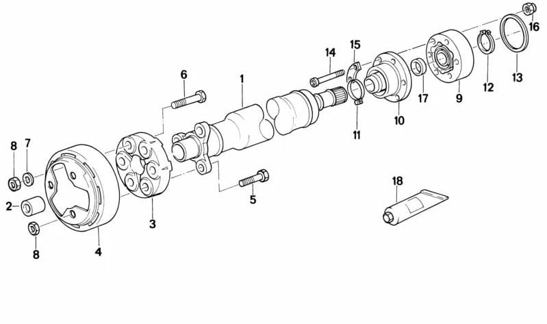 Eje de transmisión OEM 26111226926 para BMW Z1. Original BMW.