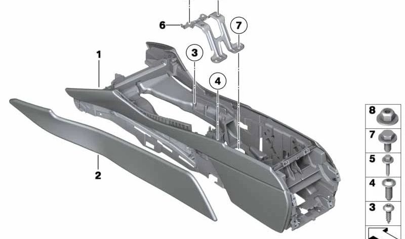 Consola central OEM 51169288908 para BMW Serie 5 (F10, F11, F18). Original BMW