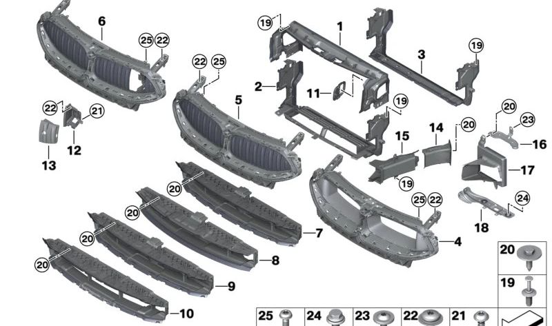 Guía de Aire del Radiador Inferior para BMW Serie 8 G15, G16 (OEM 51747474182). Original BMW