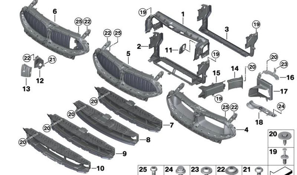 Conducto de aire del radiador desplazado derecho para BMW Serie 8 G14, G15, G16 (OEM 51747359812). Original BMW.