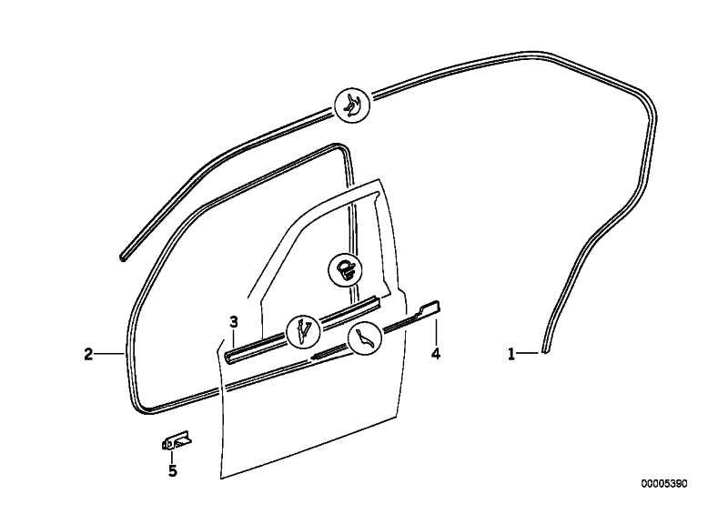 Tapa Junta Goma Exterior Ventana Puerta Delantera Para Bmw E36 Berlina Limusina Touring. Original