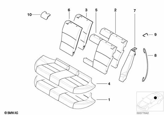 Funda Respaldo Tela derecha para varios modelos de BMW Serie 3 (OEM 52208248185). Original BMW.