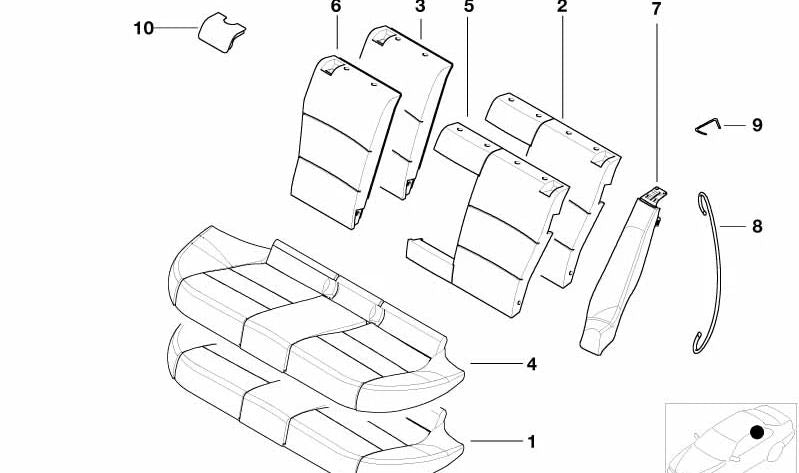 Funda de respaldo de cuero original OEM 52208225775 para BMW E46 (compatible con todos los modelos E46).