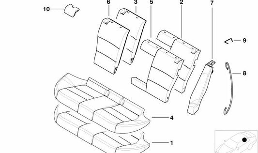 Embellecedor Isofix para BMW Serie 3 E46 (OEM 52207009909). Original BMW