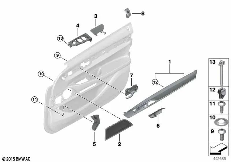 Embellecedor de interruptor para copiloto para BMW Serie 7 G11, G11N, G12, G12N (OEM 51417406244). Original BMW