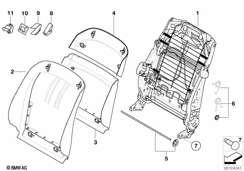 Respaldo del asiento superior para BMW E70, E71, E72 (OEM 52107161886). Original BMW.