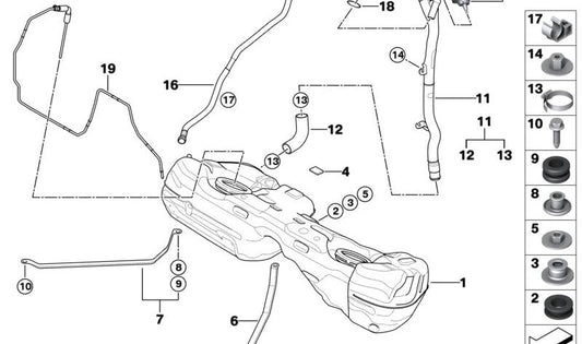 Junta tórica (O-Ring) OEM 16126766044 para BMW E81, E82, E87, E88, E90, E91, E92, E93, E84, E85, E86. Original BMW.