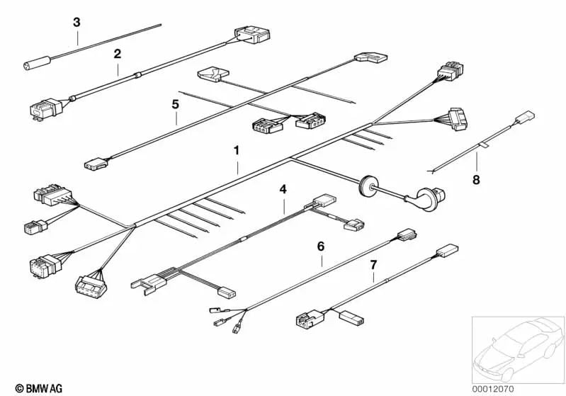 Kabelado para Enganche del Remolque para BMW Serie 3 E36 (OEM 61128353646). Original BMW.