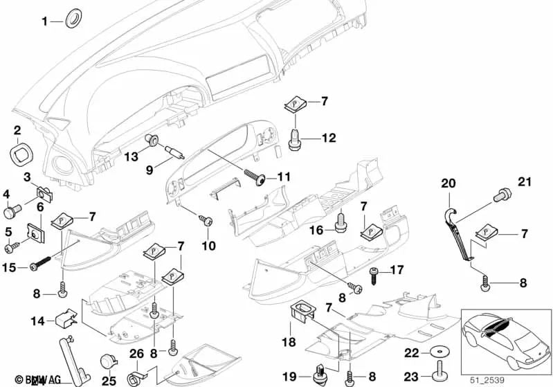 Tule Centrado Soporte Central para BMW E39, E38 (OEM 51458170479). Original BMW