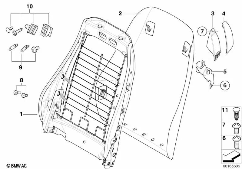 Abrazadera para guía del cinturón derecha para BMW Z4 E85 (OEM 72117078056). Original BMW