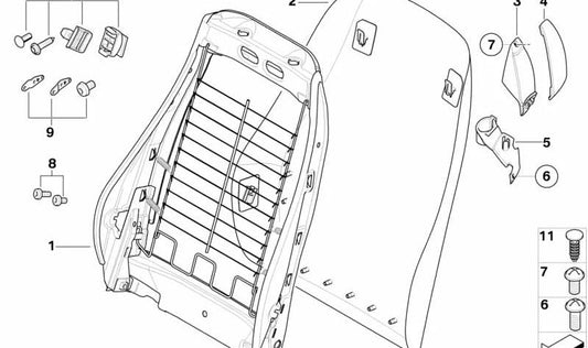 Left belt guide for BMW Z4 E85 (OEM 52107053933). Original BMW.