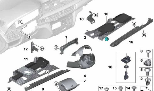 Compartimento abatible lado conductor de cuero para BMW X5 F85, X6 F86 (OEM 51458061430). Original BMW