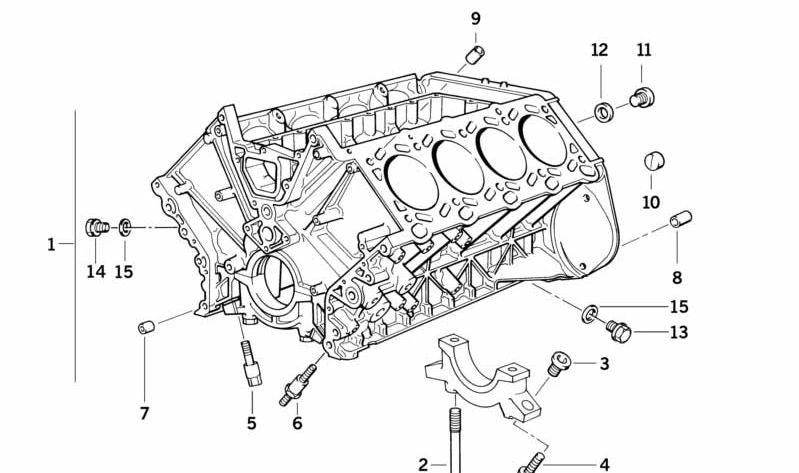 Carter de cigüeñal con pistones para BMW E34, E32, E38 (OEM 11111435286). Original BMW