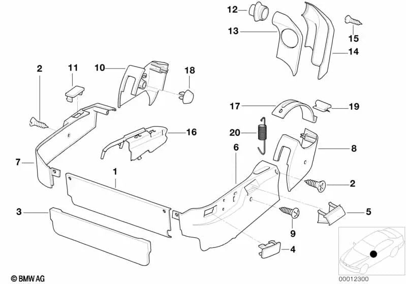 Revestimiento exterior derecho para BMW Serie 8 E31 (OEM 52108162396). Original BMW