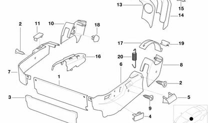 Couverture intérieure gauche pour la série BMW 8 E31 (OEM 52108162443). BMW d'origine