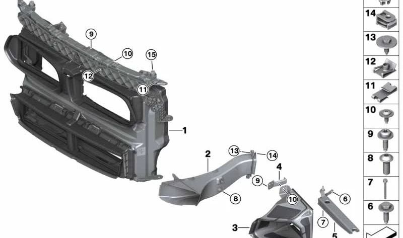 Conducto de aire para radiador izquierdo OEM 51748069541 para BMW X2 (F39). Original BMW.