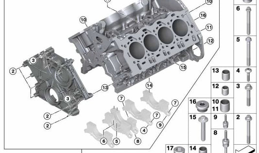 Abdeckschraube für BMW E90, E92, E93, E60, F90, G90, E63, E64, G70, F91, F95, F96, G07N, G09 (OEM 11127519569). Original BMW.