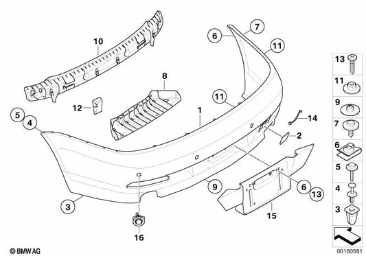 Adaptador de matrícula imprimado para BMW Serie 6 E63, E64 (OEM 51127133626). Original BMW