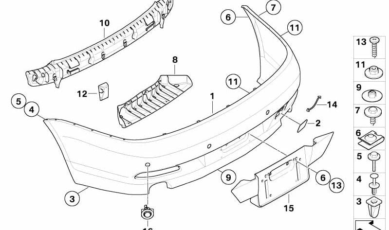 Juego de Soporte Sensor PDC trasero para BMW Serie 6 E63, E64 (OEM 51120007410). Original BMW