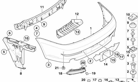 Rear left bumper bracket for BMW E63, E64 (OEM 51127008839). Original BMW