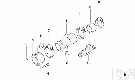 Soporte de manguera para BMW Serie 7 E65, E66, BMW Motorrad R K30, R21, R22, R28 (OEM 12122306327). Original BMW