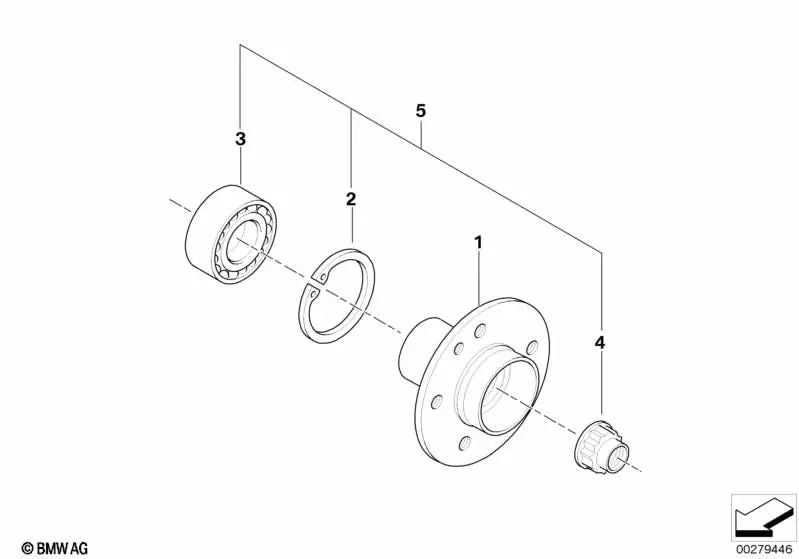 Connecting flange for BMW 3 Series E36 (OEM 33411093693). Original BMW.