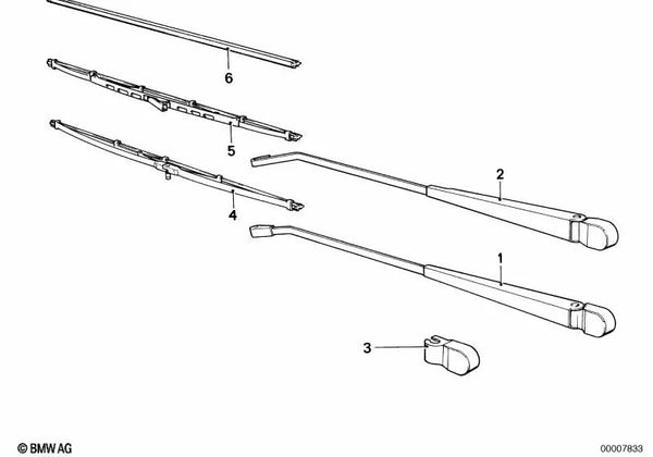 Brazo del limpiaparabrisas izquierdo para BMW E12, E28 (OEM 61611370021). Original BMW