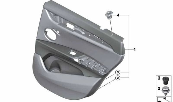 Revestimiento de puerta trasera izquierda para BMW F48, F48N (OEM 51428069409). Original BMW