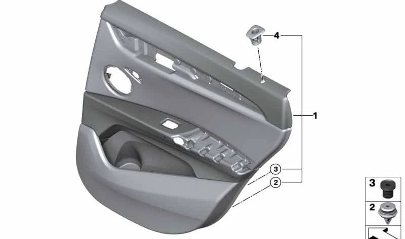 Revestimiento de puerta trasera izquierda para BMW X1 F48, F48N (OEM 51427438111). Original BMW