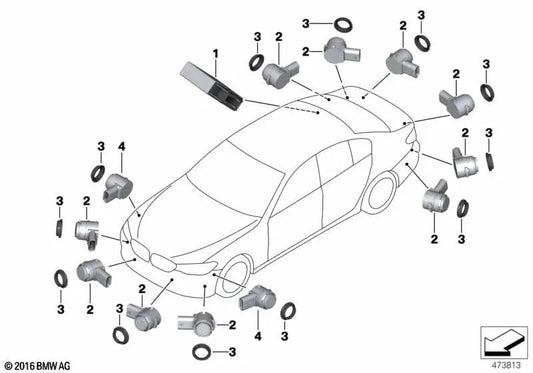 Sensor de ultrasonido para BMW G30, G31, G38, G32, G11, G12, F26, F15, F85, F16, F86 (OEM 66209121387). Original BMW