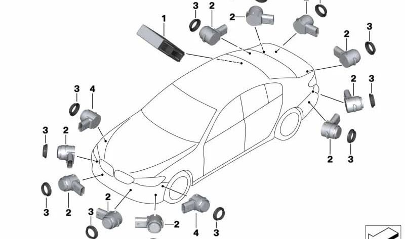 Sensor de aparcamiento ultrasónico OEM 66209121386 para BMW F90, G30, G31, G38, G32, G11, G12, F15, F85, F16, F86. Original BMW