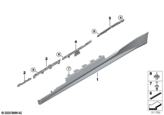 Rear left sill support for BMW 4 Series G22, G23 (OEM 51777490687). Original BMW