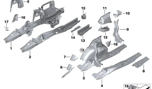 Revestimiento interior del paso de rueda trasero izquierdo OEM 41007487213 para BMW G20, G21, G28, G80, G81. Original BMW.