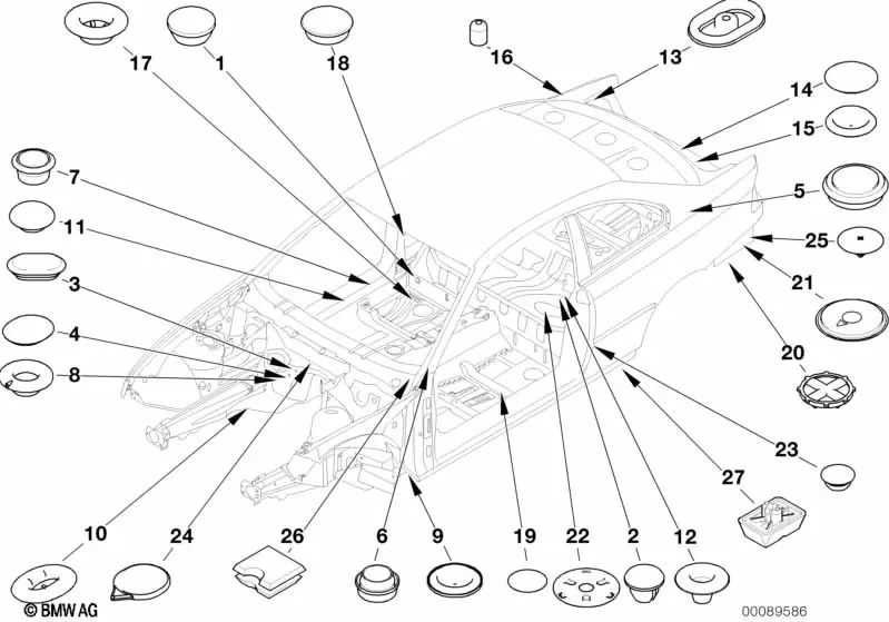 Verschlussstopfen für BMW 3er E46 (OEM 51717044732). Original BMW