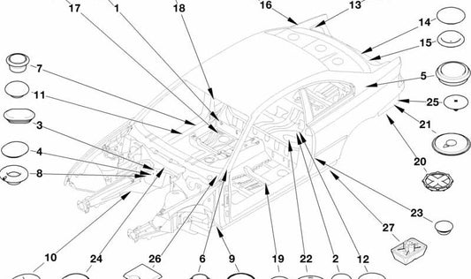 Plugue de fechamento de OEM 51718163996 para BMW E81, E82, E87, E88, E46, E38, E65, E66. BMW original.