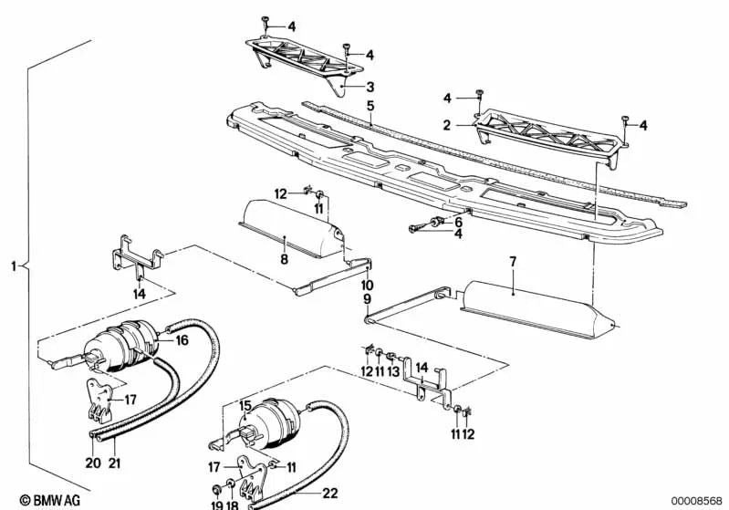 Right fresh air damper actuator for BMW E23 (OEM 64111368348). Genuine BMW